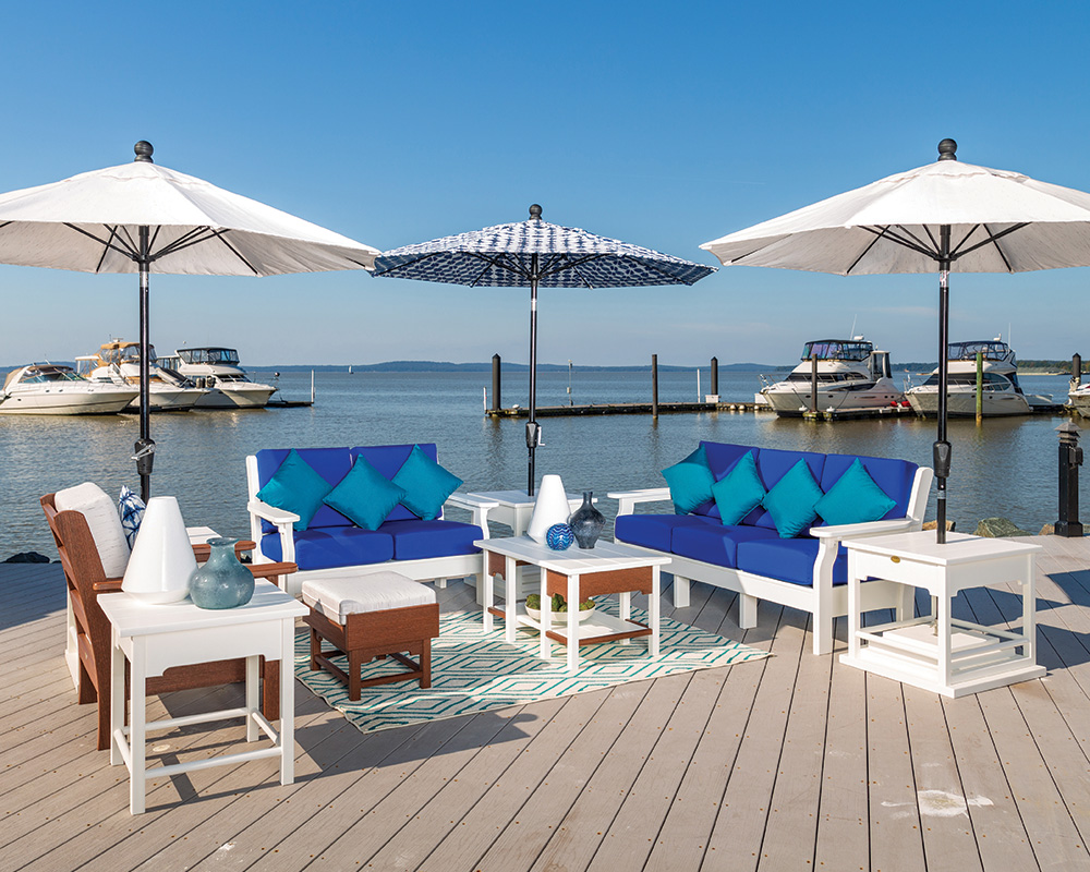Van Buren Sofa, Loveseat, Chair, & Umbrella Stand.